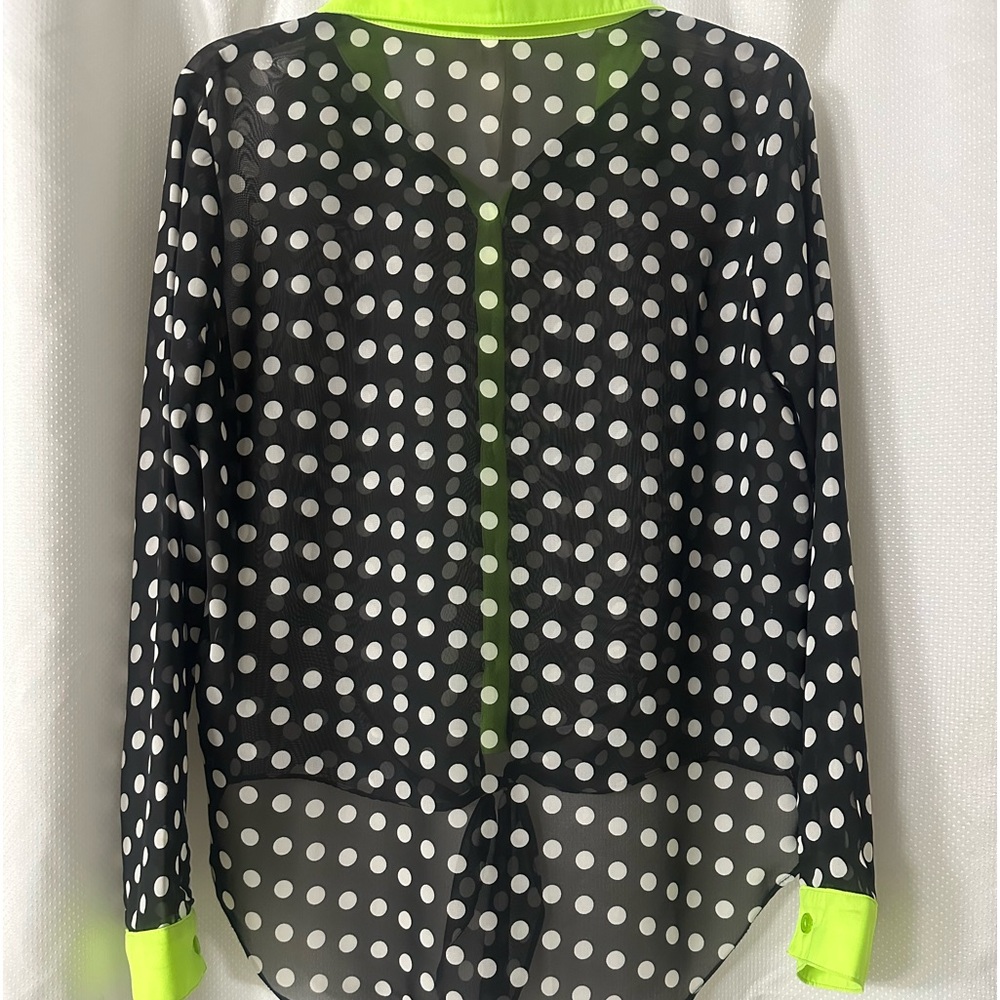 Black Neon Green White Polka Dots Long Sleeves - Picture 7 of 10